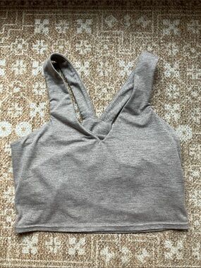 Quince Brown V-Neck Crop Sports Bra